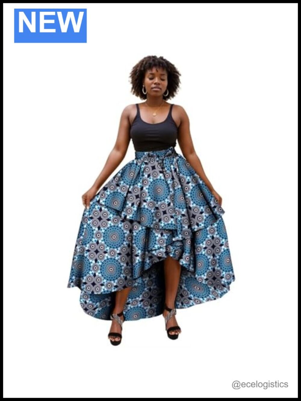 iooiooi African Dashiki Wax Print Short Skirt Elastic Waist Ankara Print